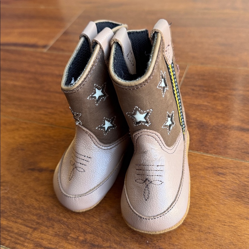 Brown Star Embellished Baby Boots